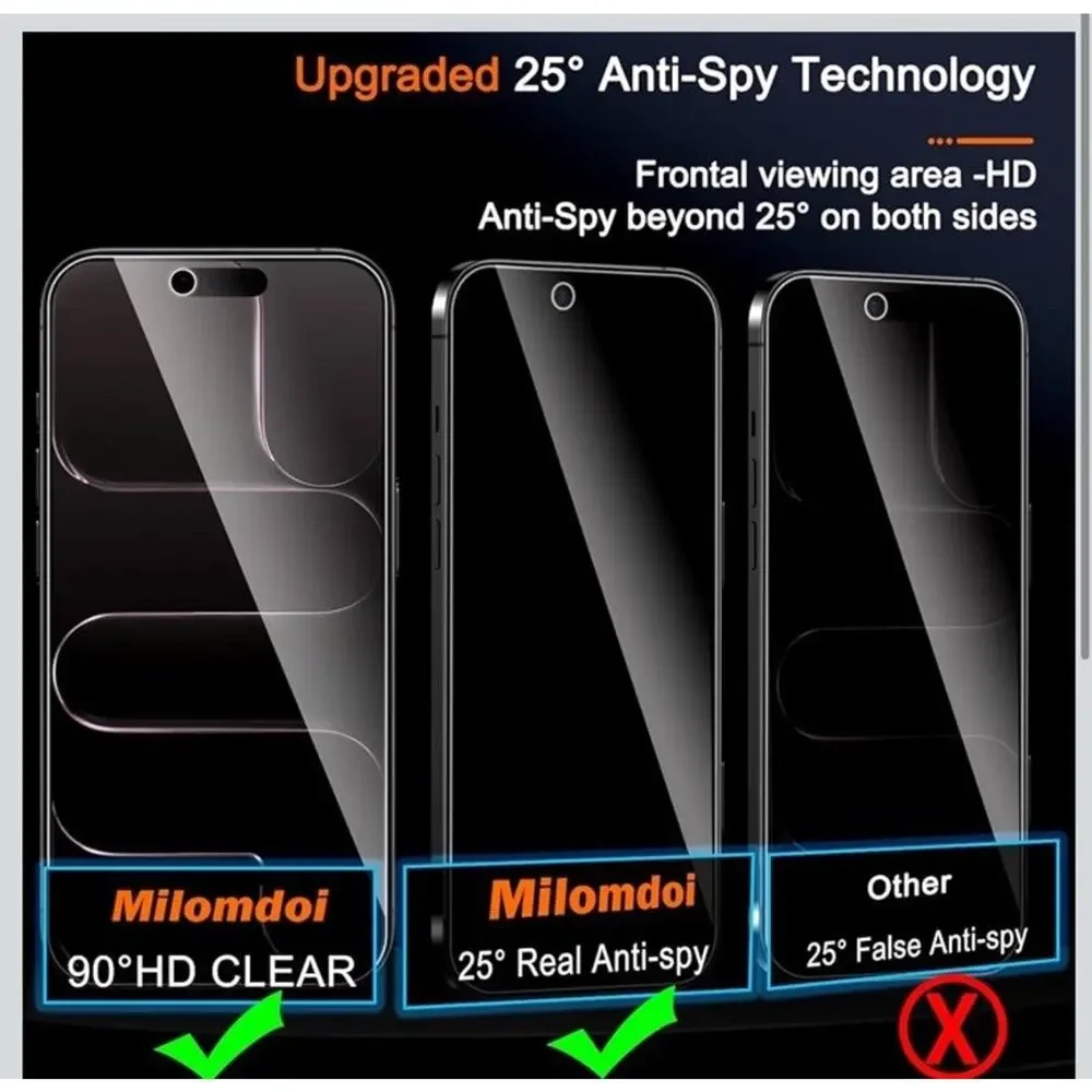 3x iPhone Air 17 Privacy Tempered Glass Screen + 3 Camera Protector 9H Fast Shi